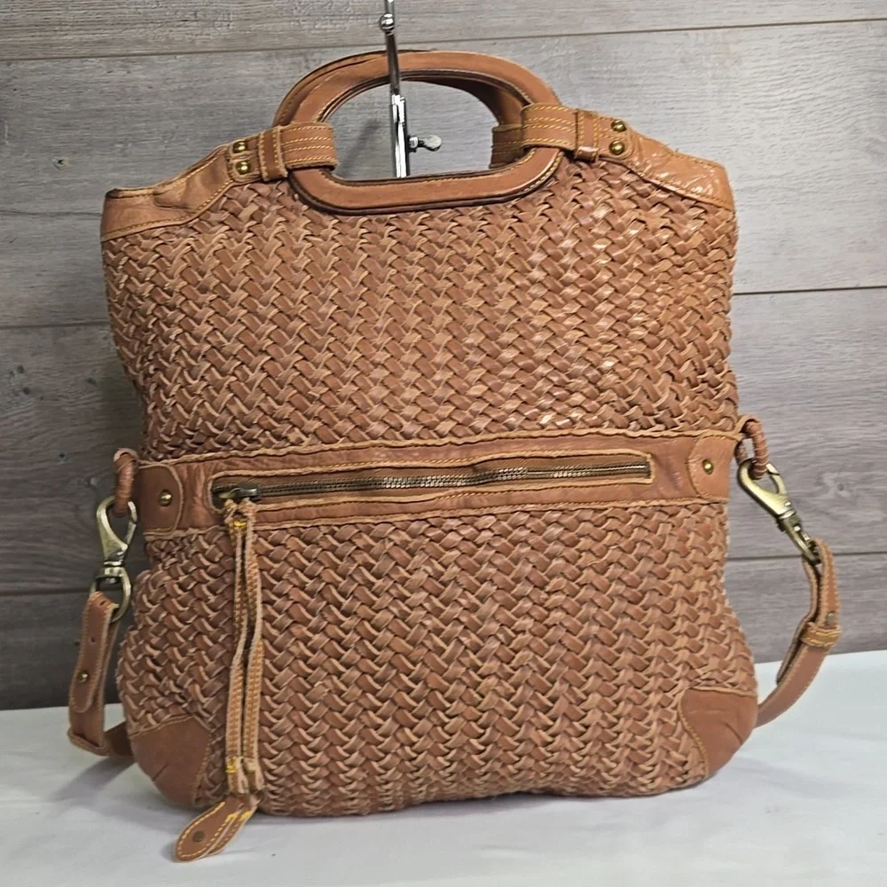 Cole Haan Cony Flap Woven Leather Crossbody Bag